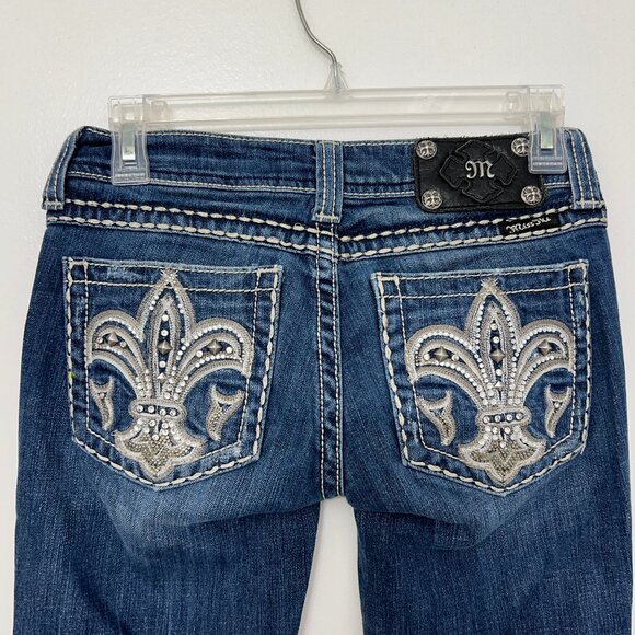 Miss Me Denim - Miss Me Fleur de Lis boot cut embroidered women's jeans size 26